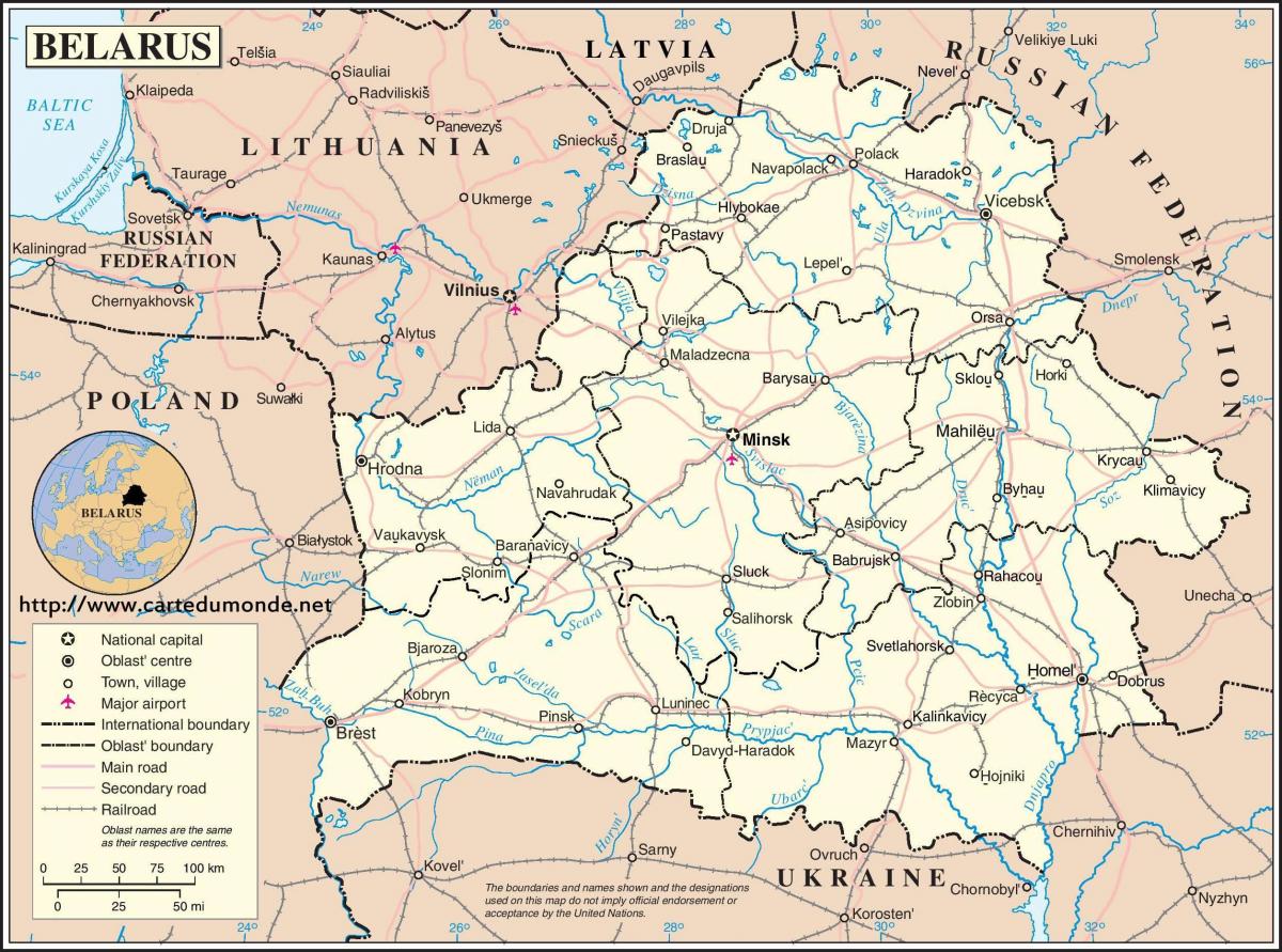 Държава Беларус картата
