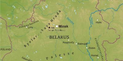 Карта на Беларус физическа
